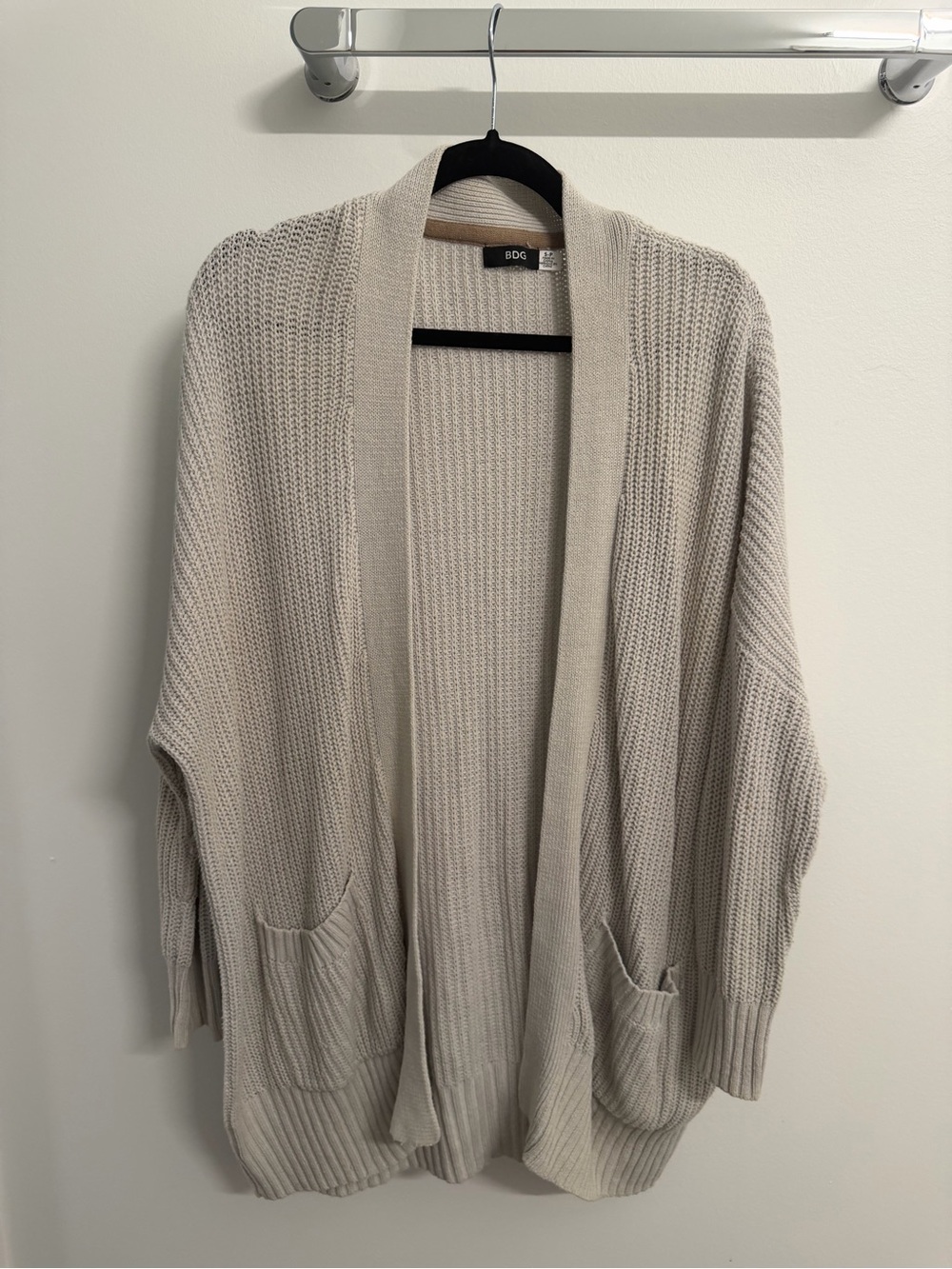 BDG Open-Front Knit Cardigan - Light Beige